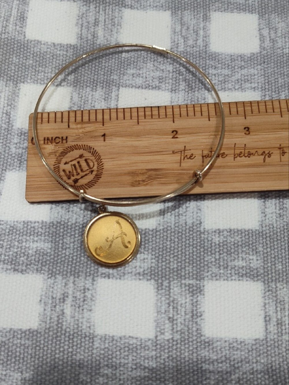 Alex and Ani Gold Filled Initial A Charm Bangle - Picture 3 of 5
